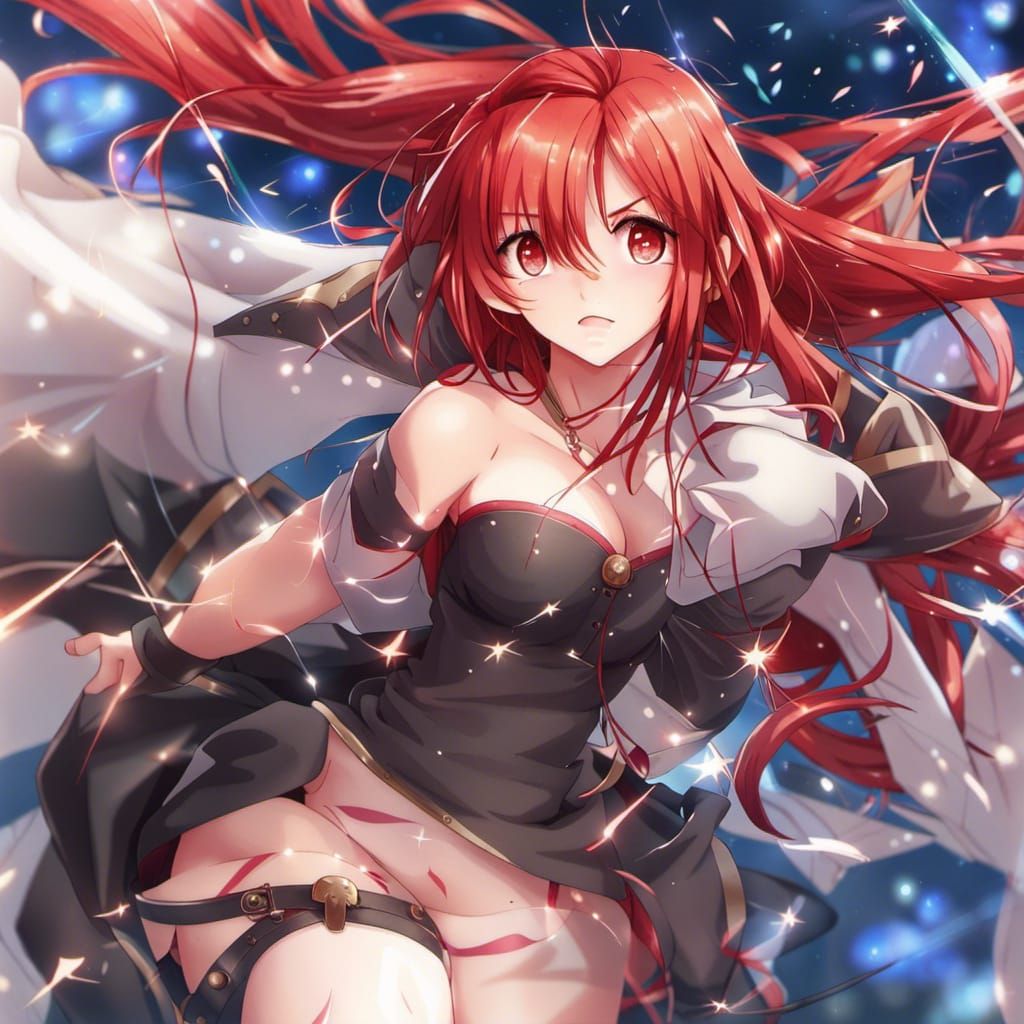 Stunning Red-Haired Girl in Anime Style