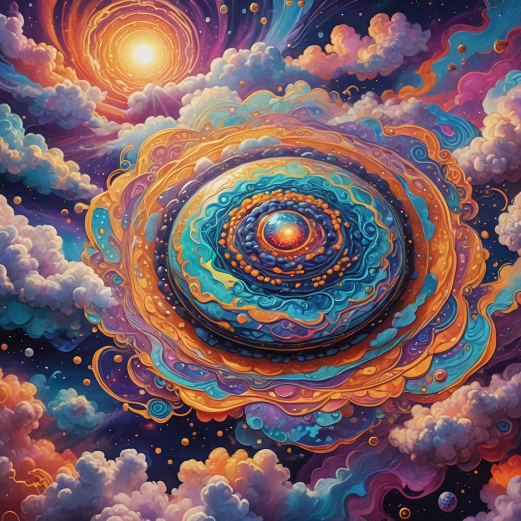 Cosmic Lentil: A Holographic Mixed Media Illustration