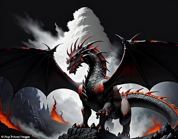 Fiery Dragon in Dynamic Fantasy Art Style