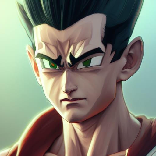 Detailed Gohan Portrait in Art Nouveau Style