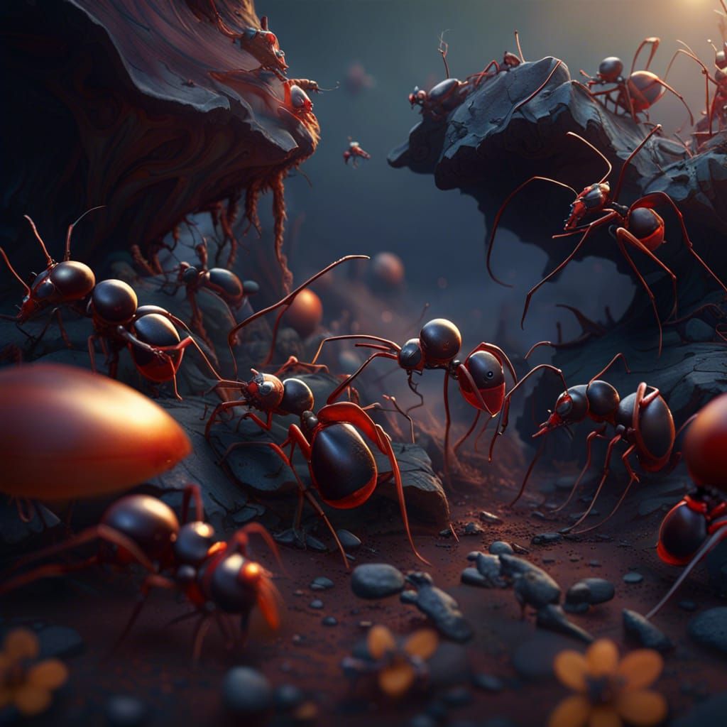 Ants Attack Man: Detailed 3D Matte Painting