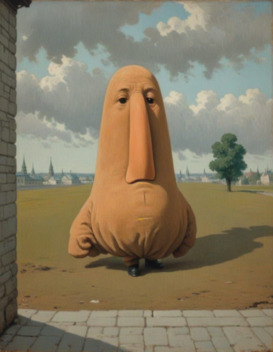 Surreal 19th Century Russian Civil Servant Walking Down City...