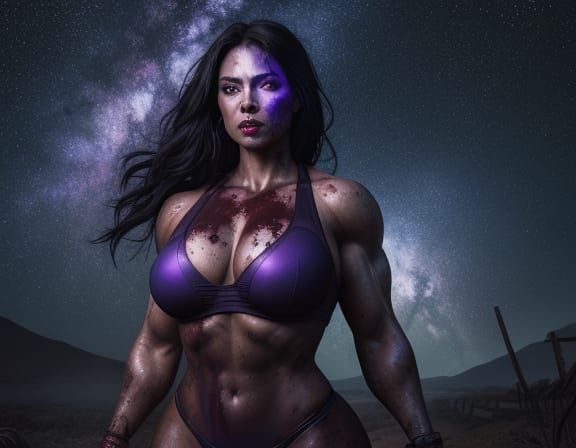 Muscular Woman Covered in Mud: Digital Painting