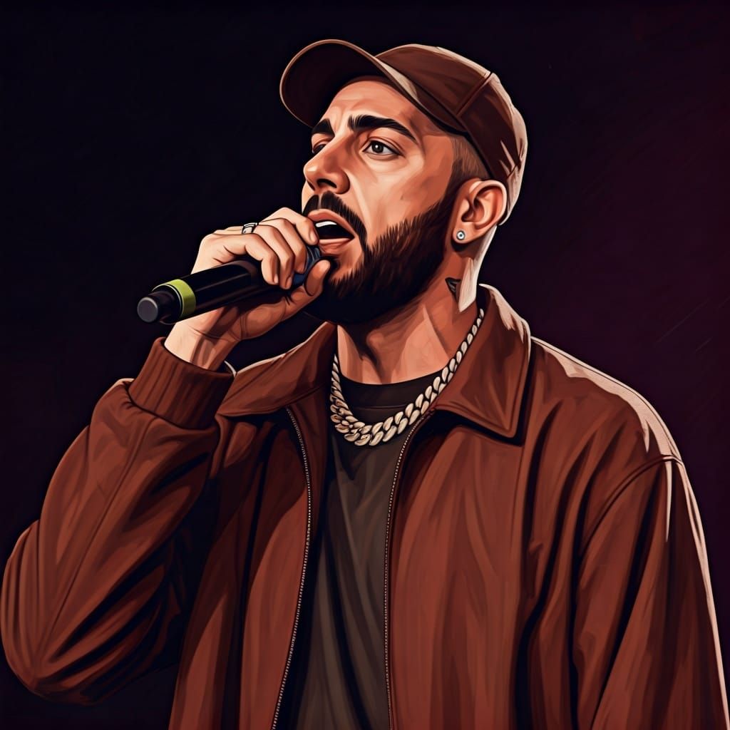 Marracash Concert: Realistic Style Portrait