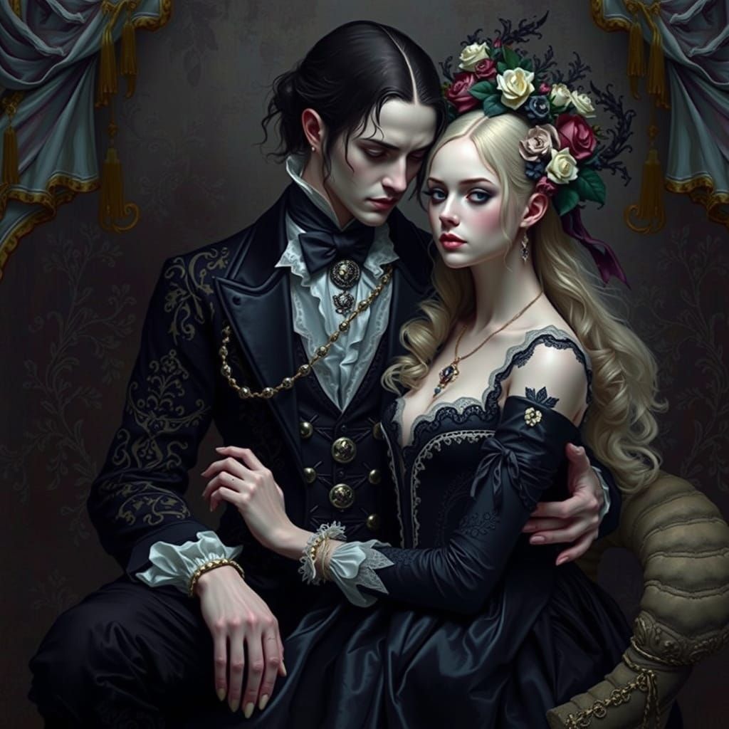 Romantic Vampire Lovers in Gothic Glamour