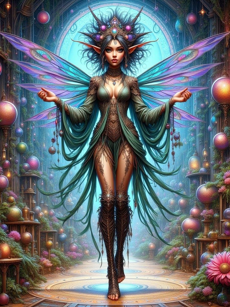 Celestial Goddess in Bioluminescent Fantasy Realm