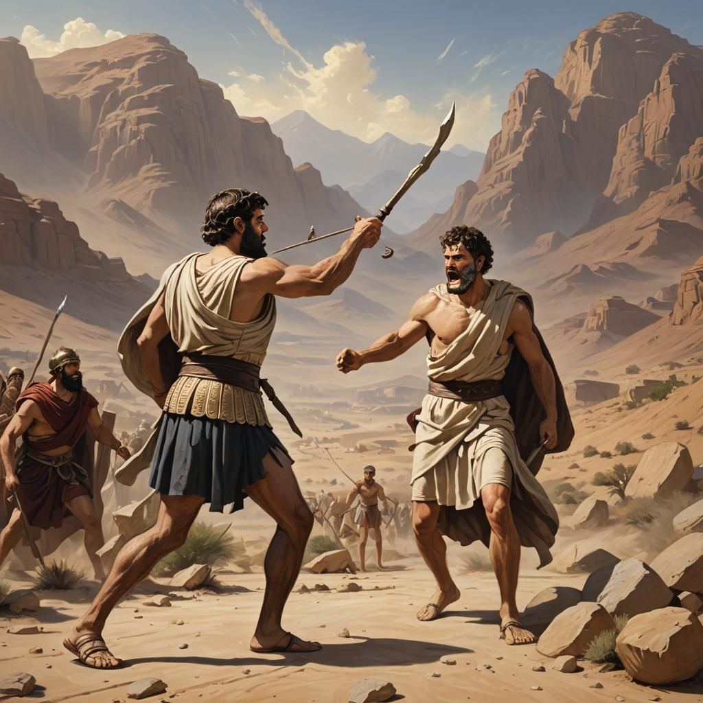 David and Goliath in Desert Battle