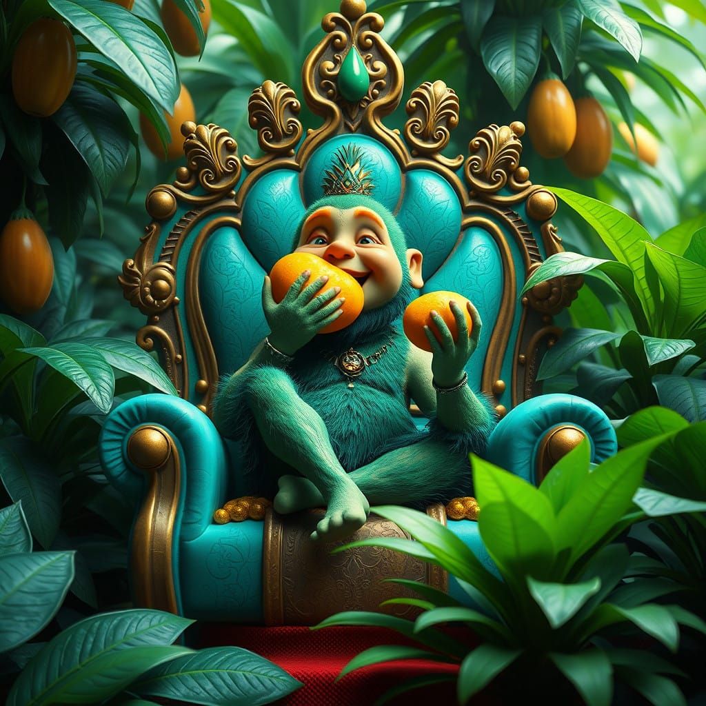 Vibrant Fantasy Prince Savoring Golden Mango