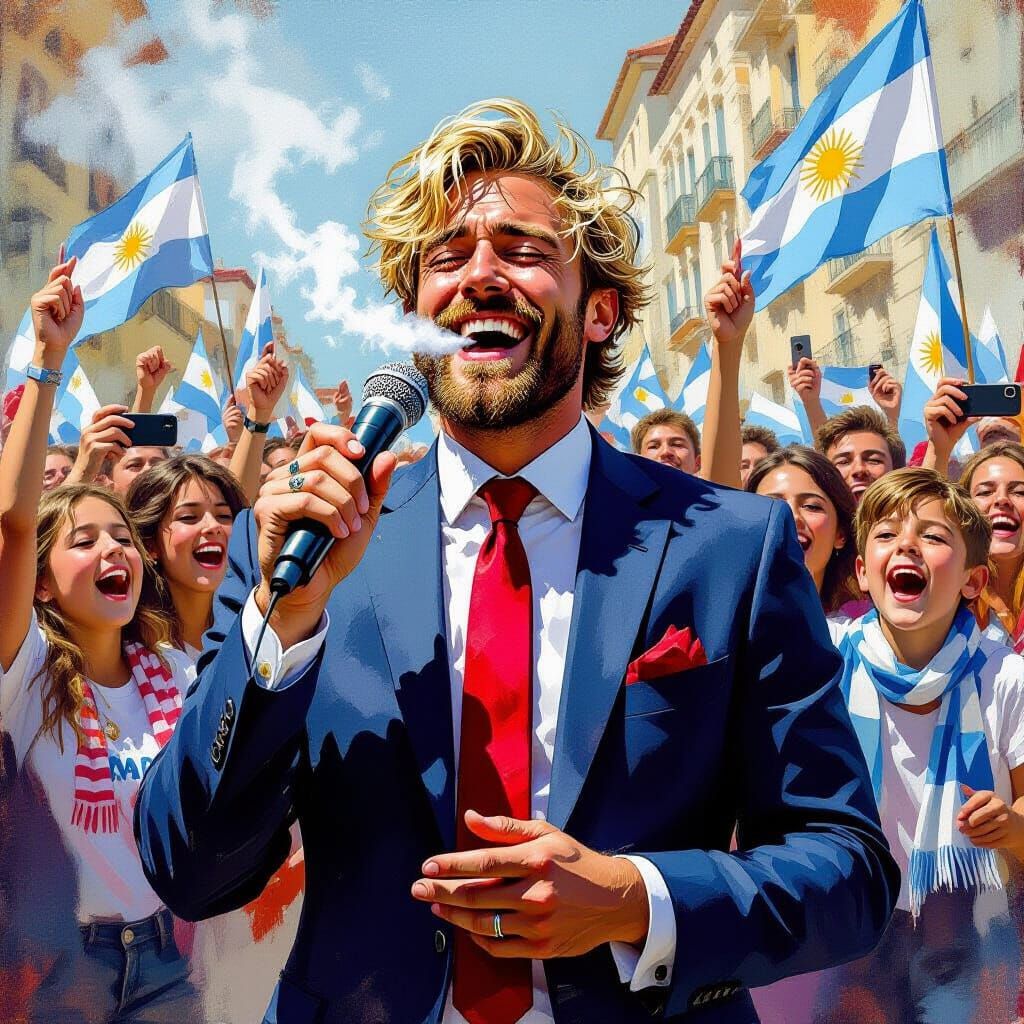 Argentinian Celebration: An Oil Painting Style Scene