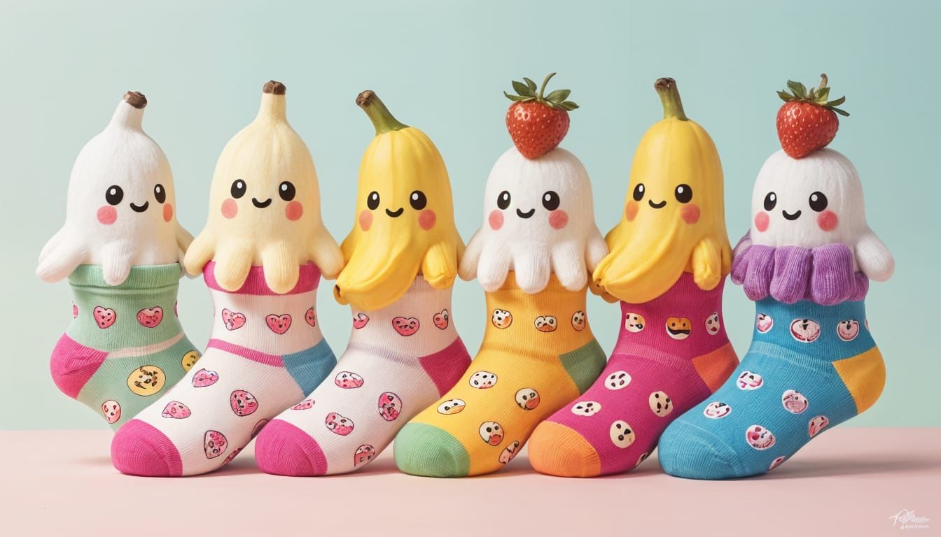 Playful Fruit Ghosts Adorn Cozy Socks in Kawaii Style