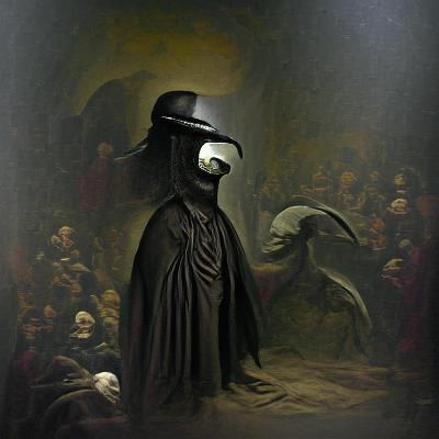 Plague Doctor in Darkness: A Horror Illustration