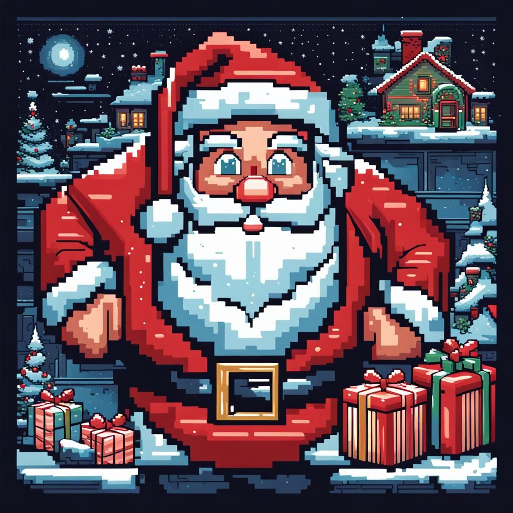 Santa Pixel Art Ugly Christmas Sweater Comic Design