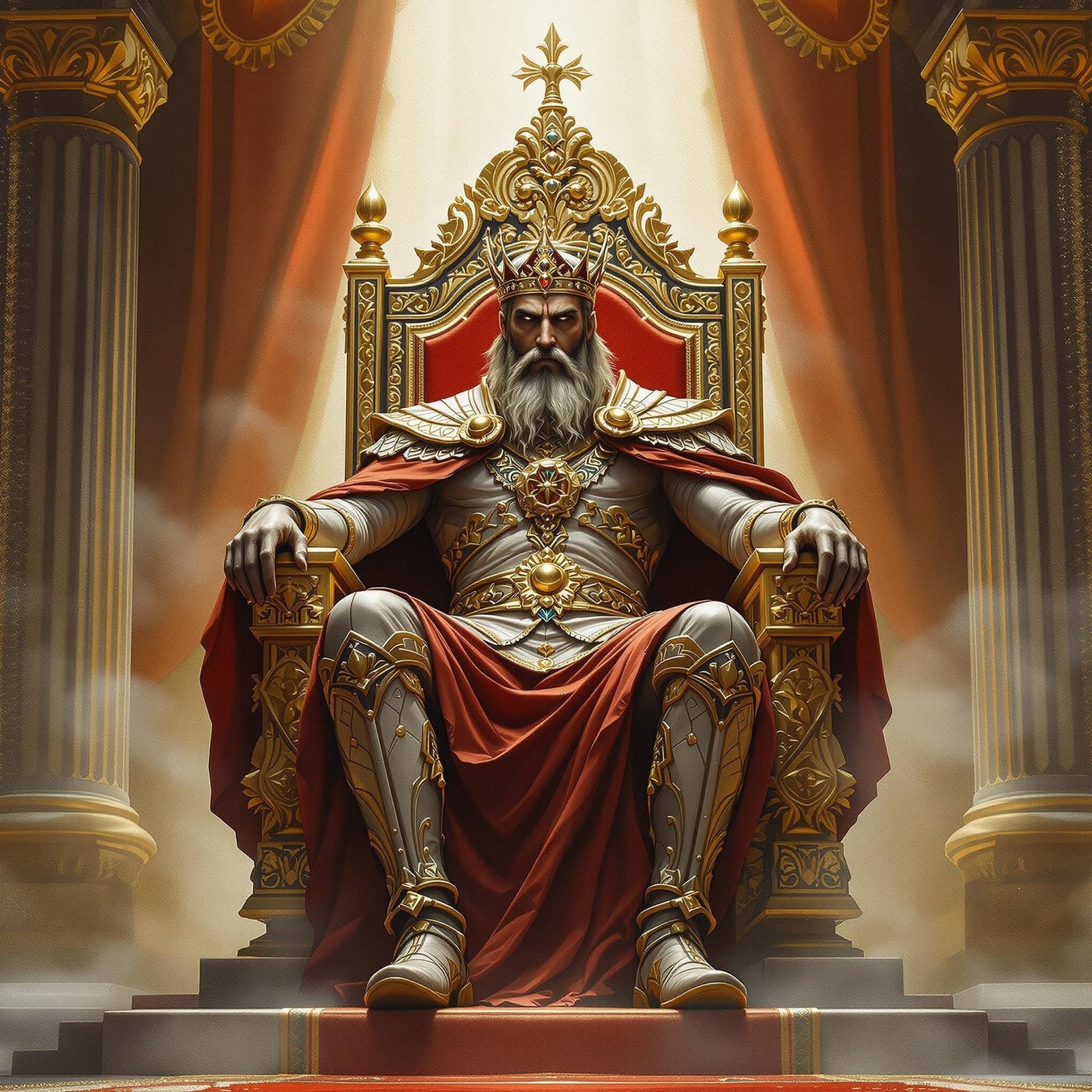 A King Majesty Seated on His Throne