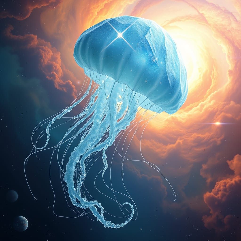 Colossal Crystalline Jellyfish Creates Planets in Nebula
