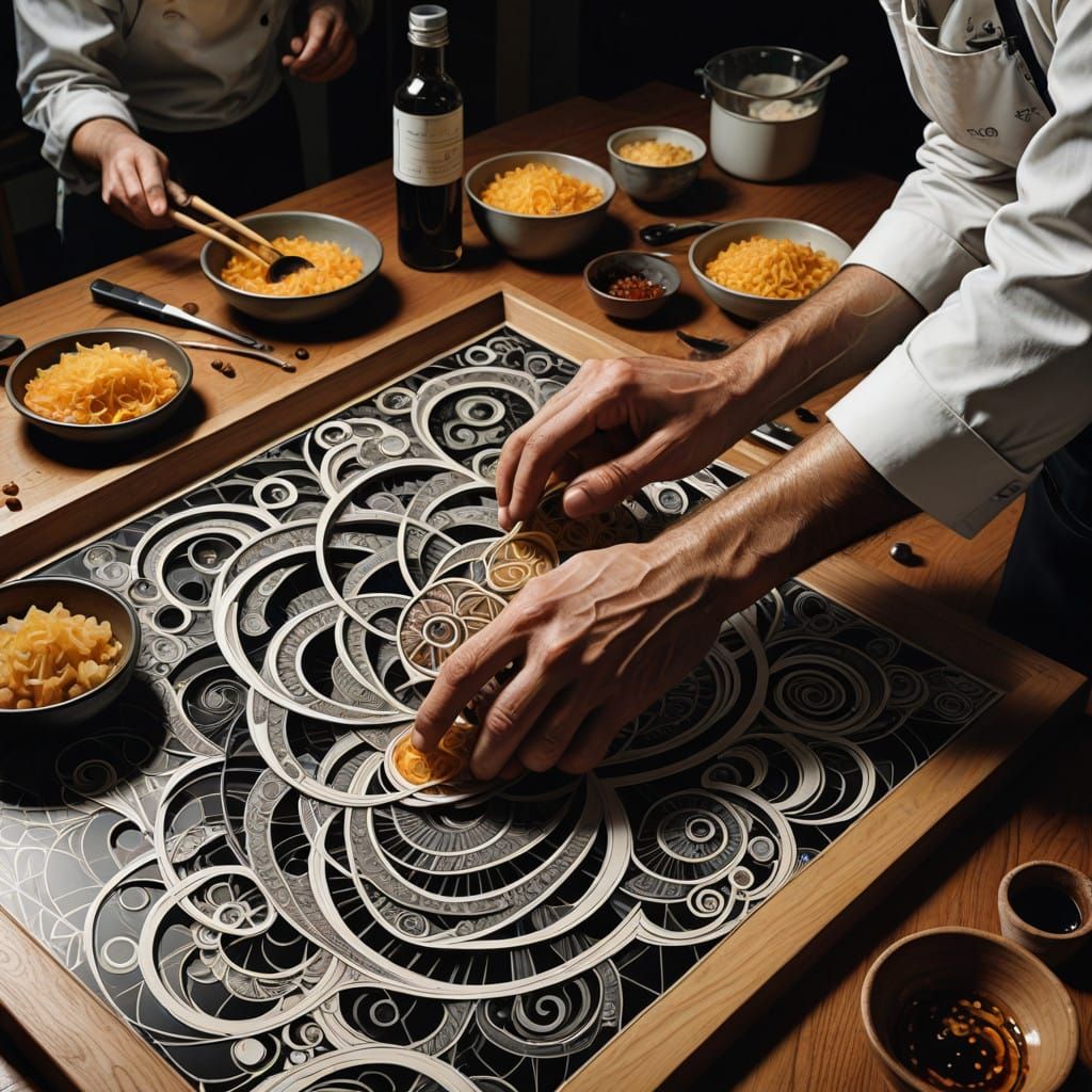 Chef's Hands Dance with Caramelized Onions in Dreamlike Sett...