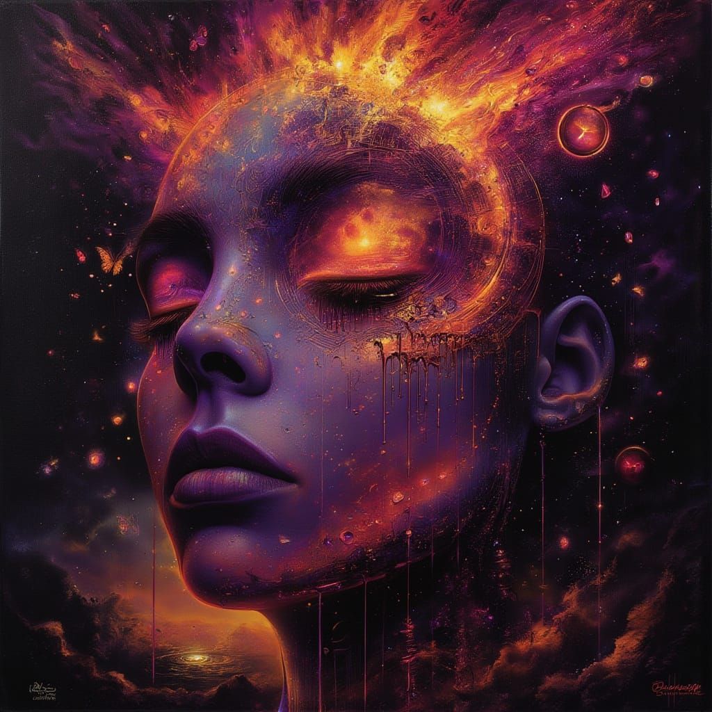 Dark Fire Mage Potion Oil Painting