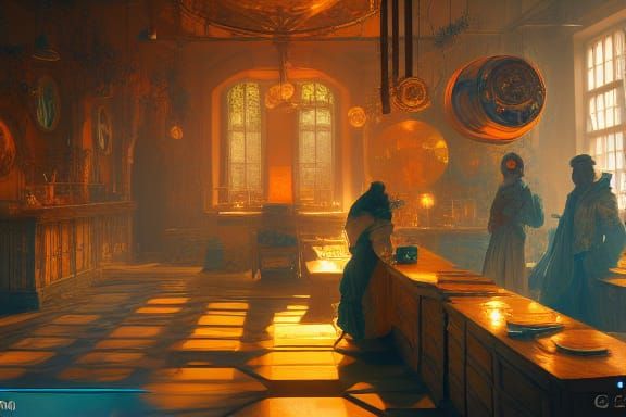 Detailed Alchemist Workshop Concept Art