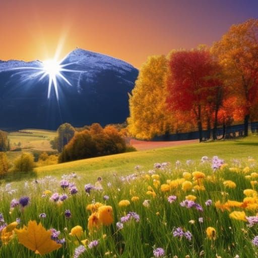 Baroque Landscape: Meadow to Autumnal Mountains