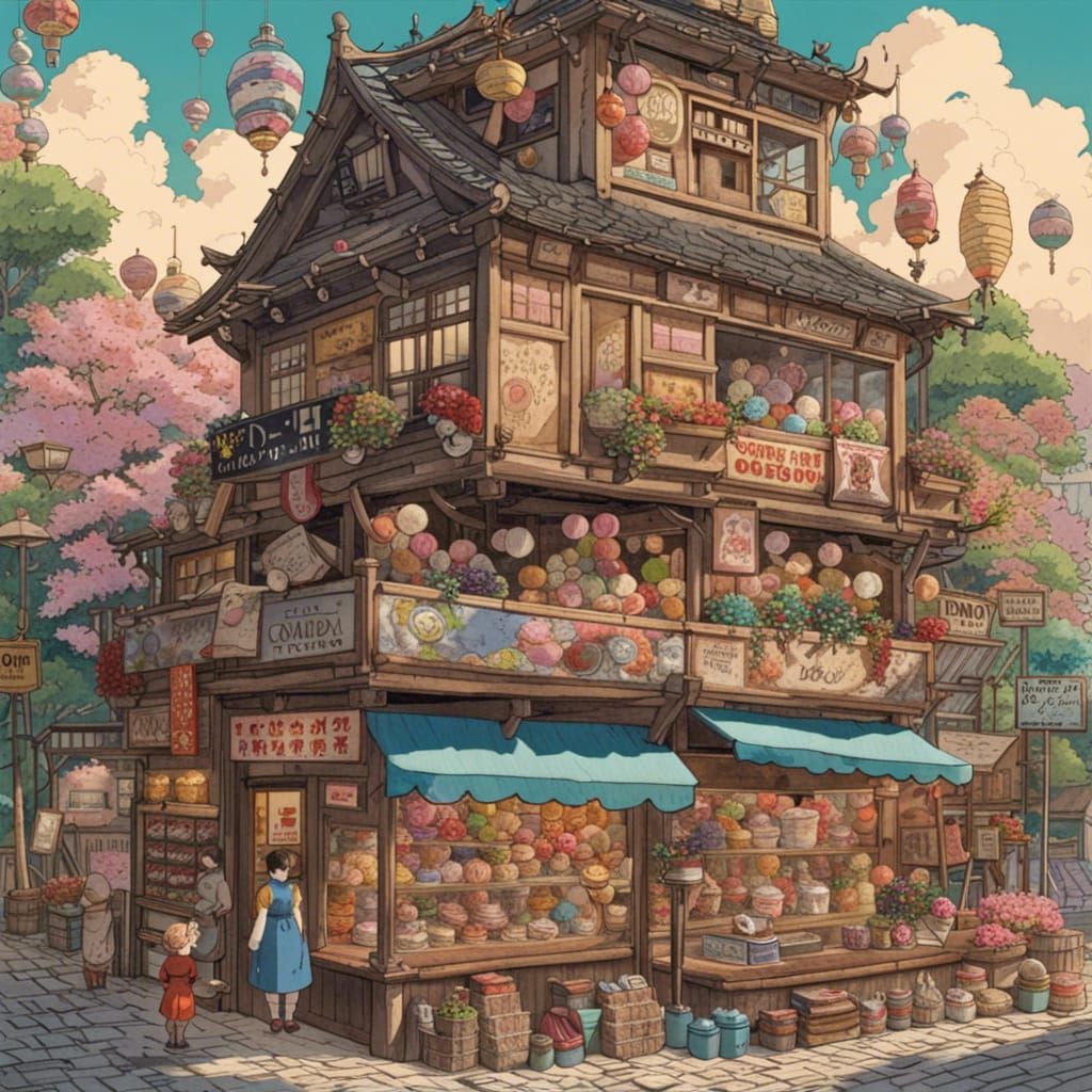 Anime Candy Shop Inspired by Ghibli and Ukiyo-e