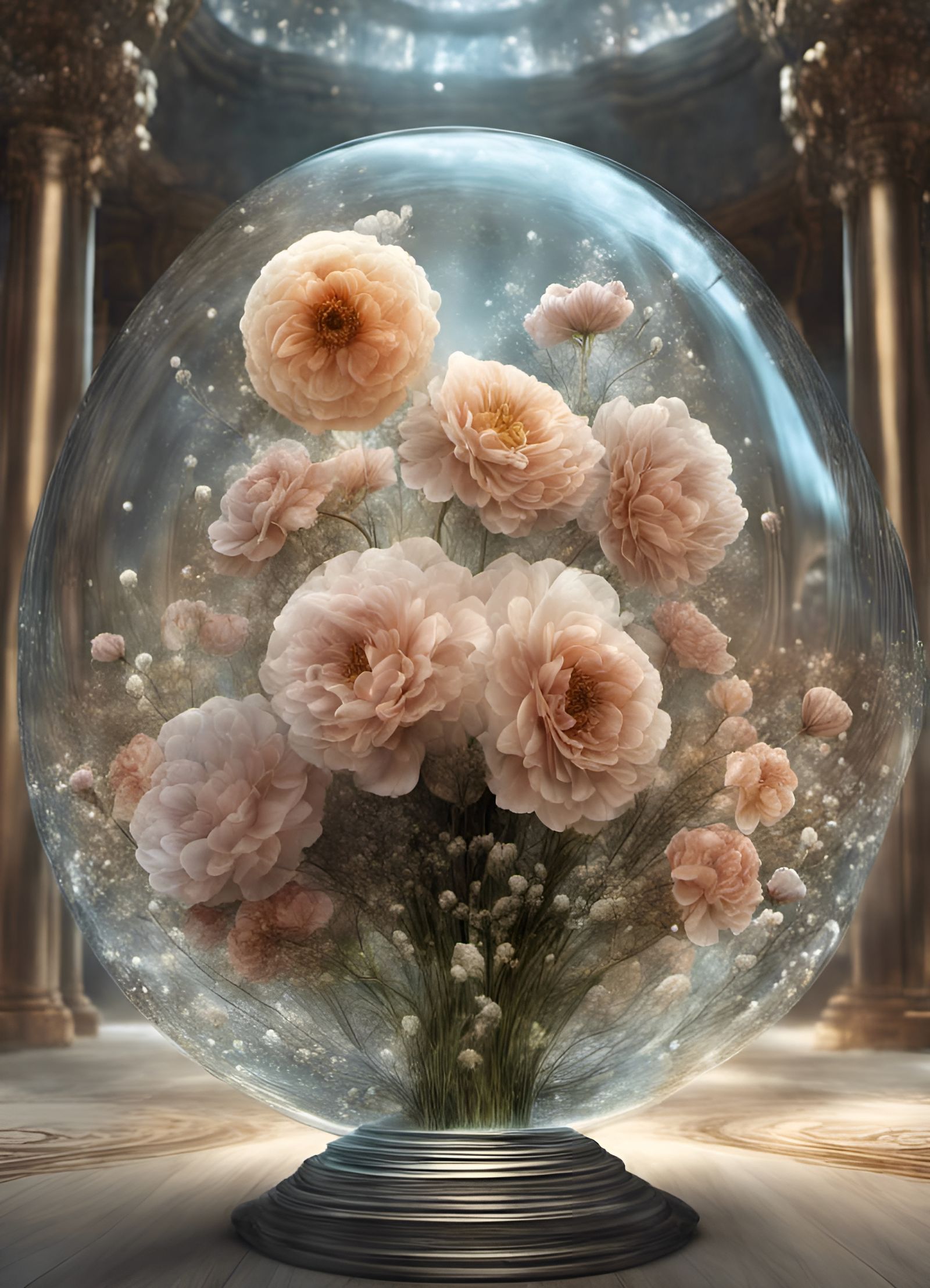 Floral Fantasy: Bouquet in Glass Vase Digital Art