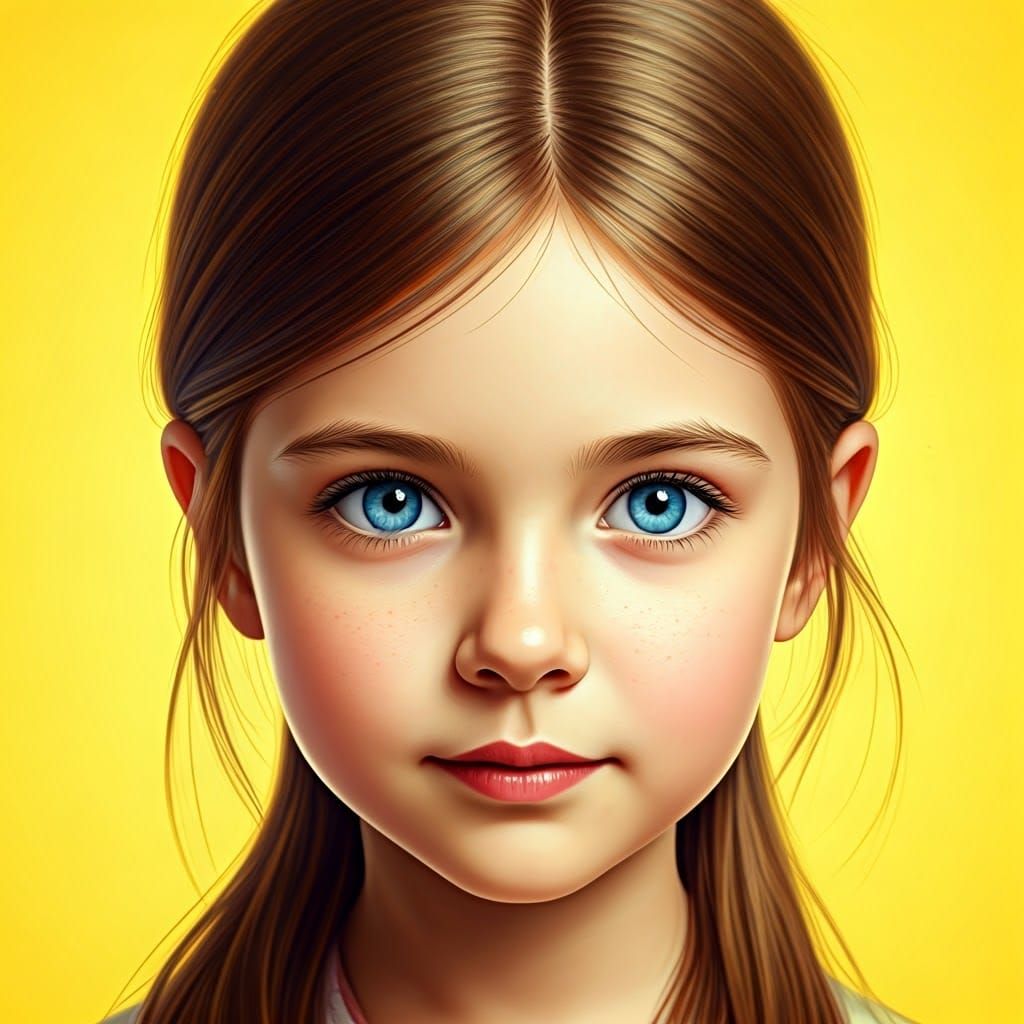 Cute Girl Portrait in Watercolour Style