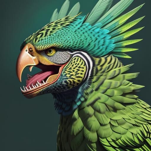 T-Rex Budgie Hybrid in Vivid Digital Art