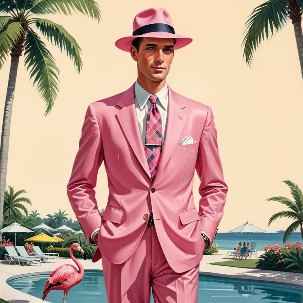 1950s Miami Fashion Illustration in Saturday Evening Post St...