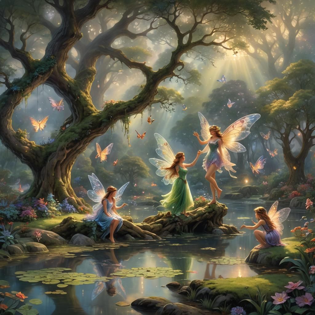 Goddess Blessing Fairies and Pixies by Pond