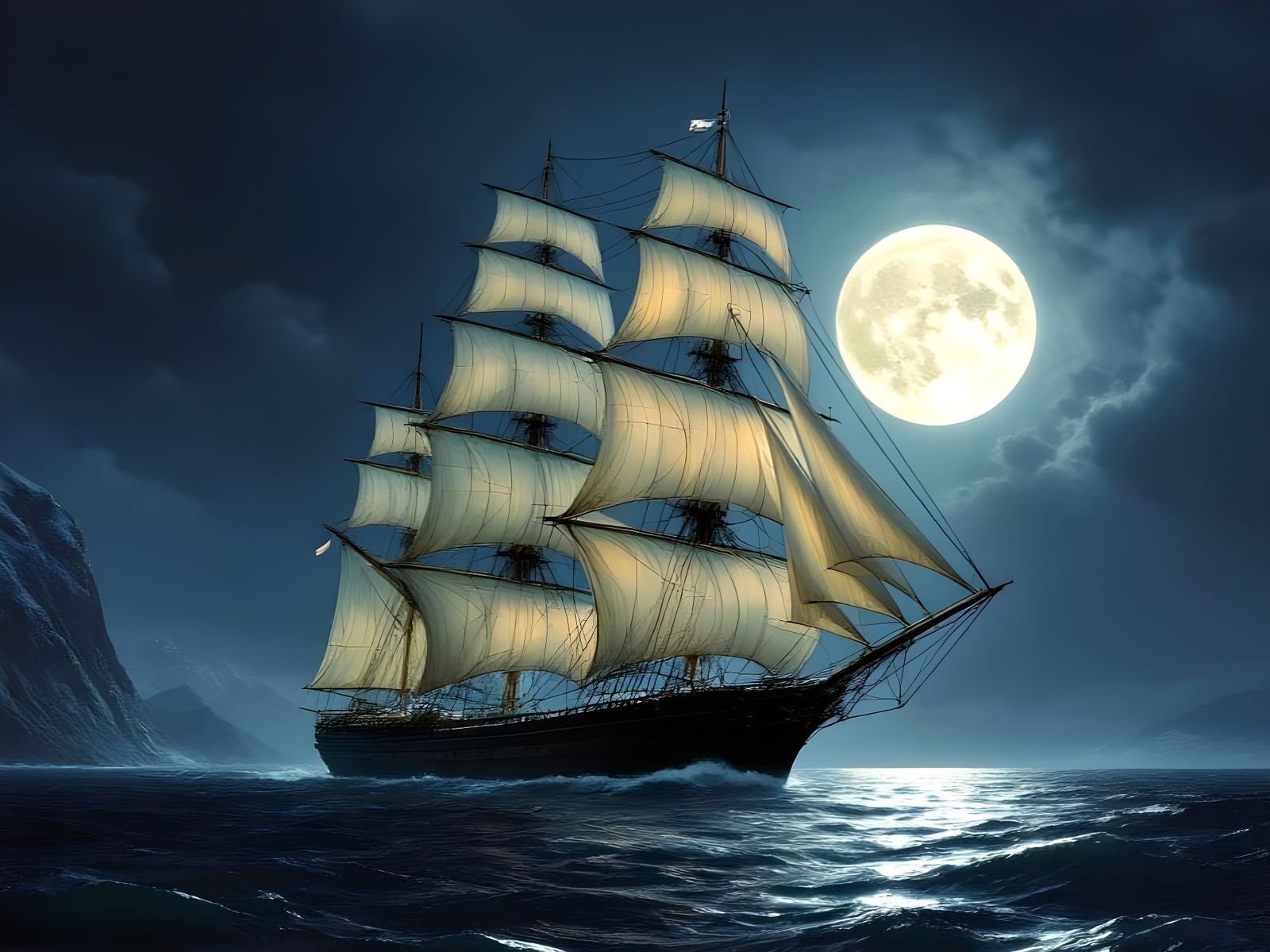 Flying Cloud Clipper Ship Sails Strait of Magellan