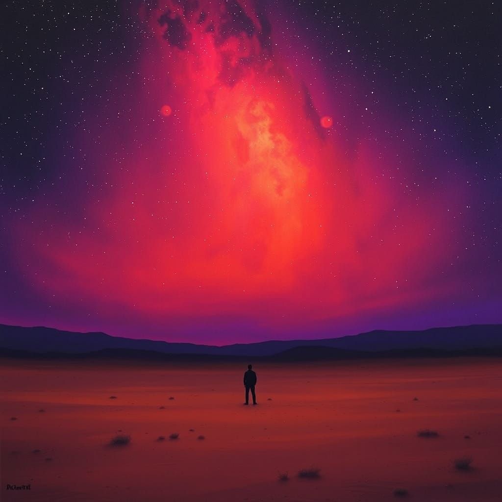 Midnight Desert Sky Transforms into Vibrant Cosmic Hues
