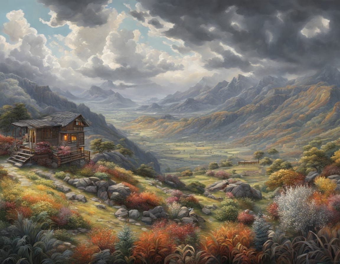 Hyperopic Landscape Painting in Vivid Detail