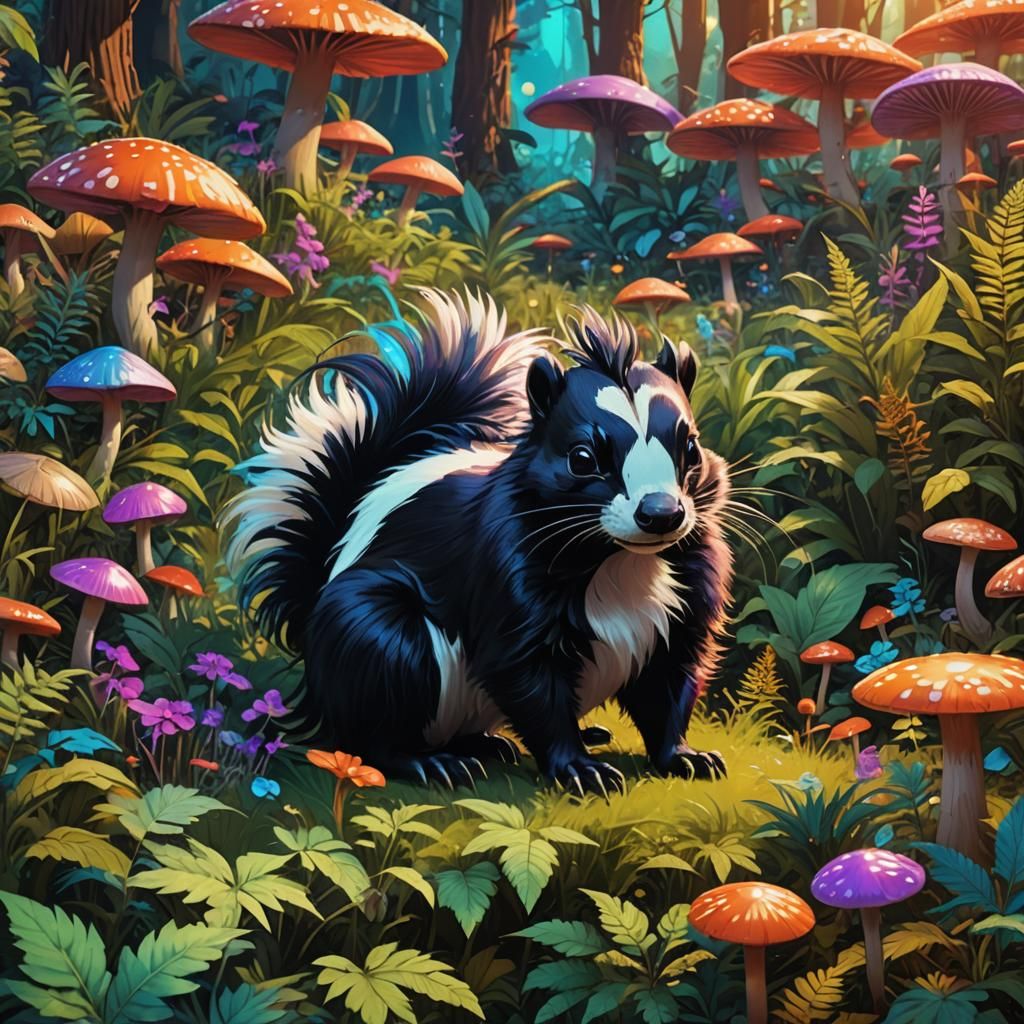 Psychedelic Skunk in Magical Marijuana Field