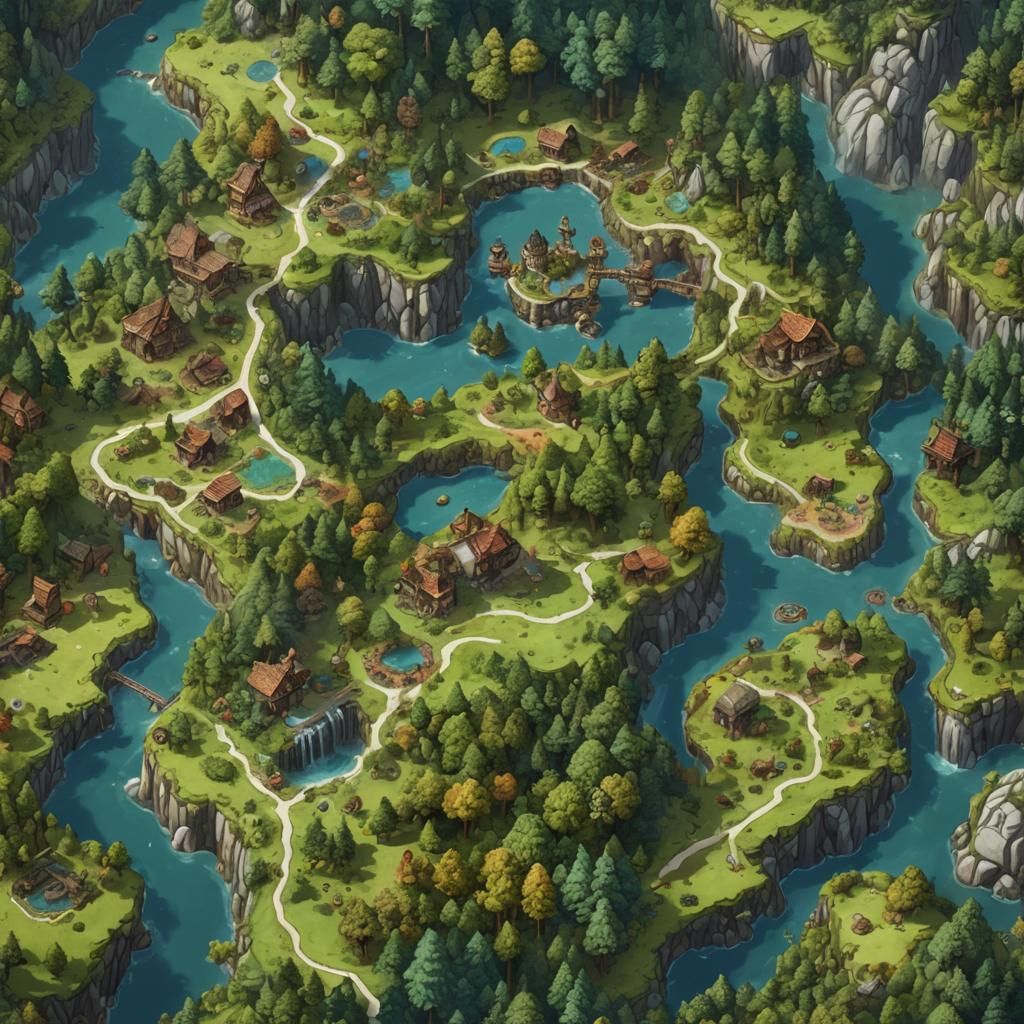 Lush Forest Map for RPG Maker in Detailed Matte Painting