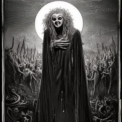 Terrifying Creature of the Night: Horror Illustration