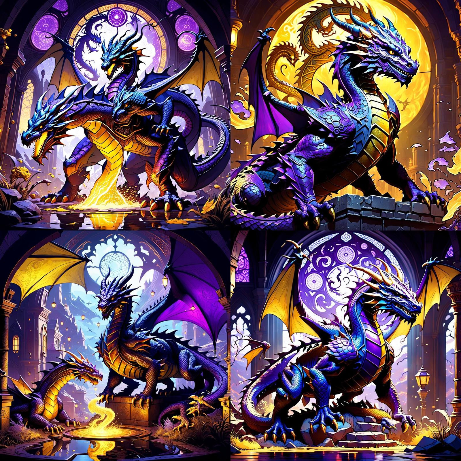 Hyperdetailed Dragons in Dark Fantasy Style