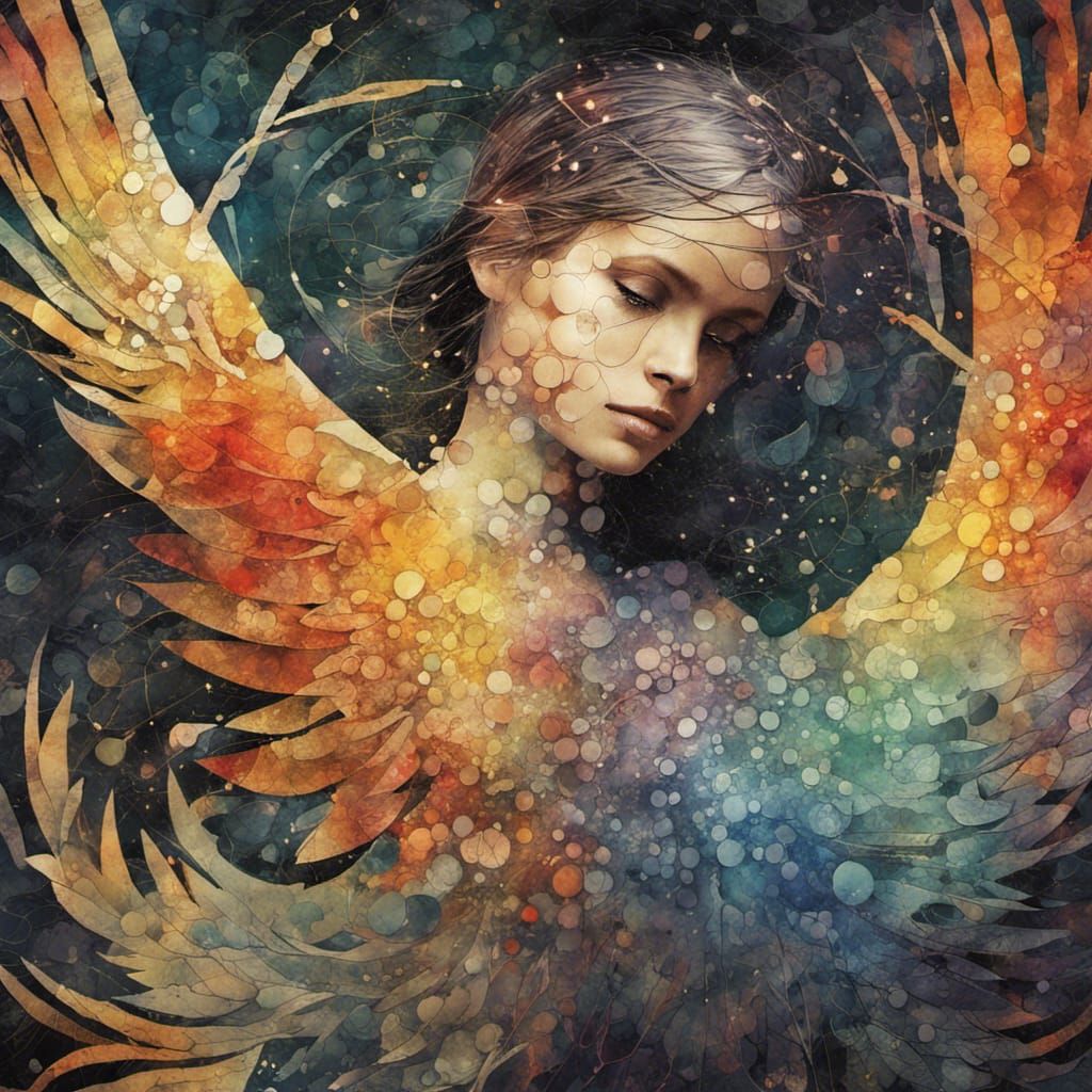 Phoenix Rising: Shimmering Watercolor Mosaic in 3D