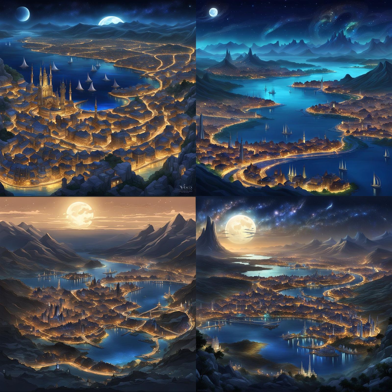 Velaris City of Starlight: Fantasy Landscape at Night
