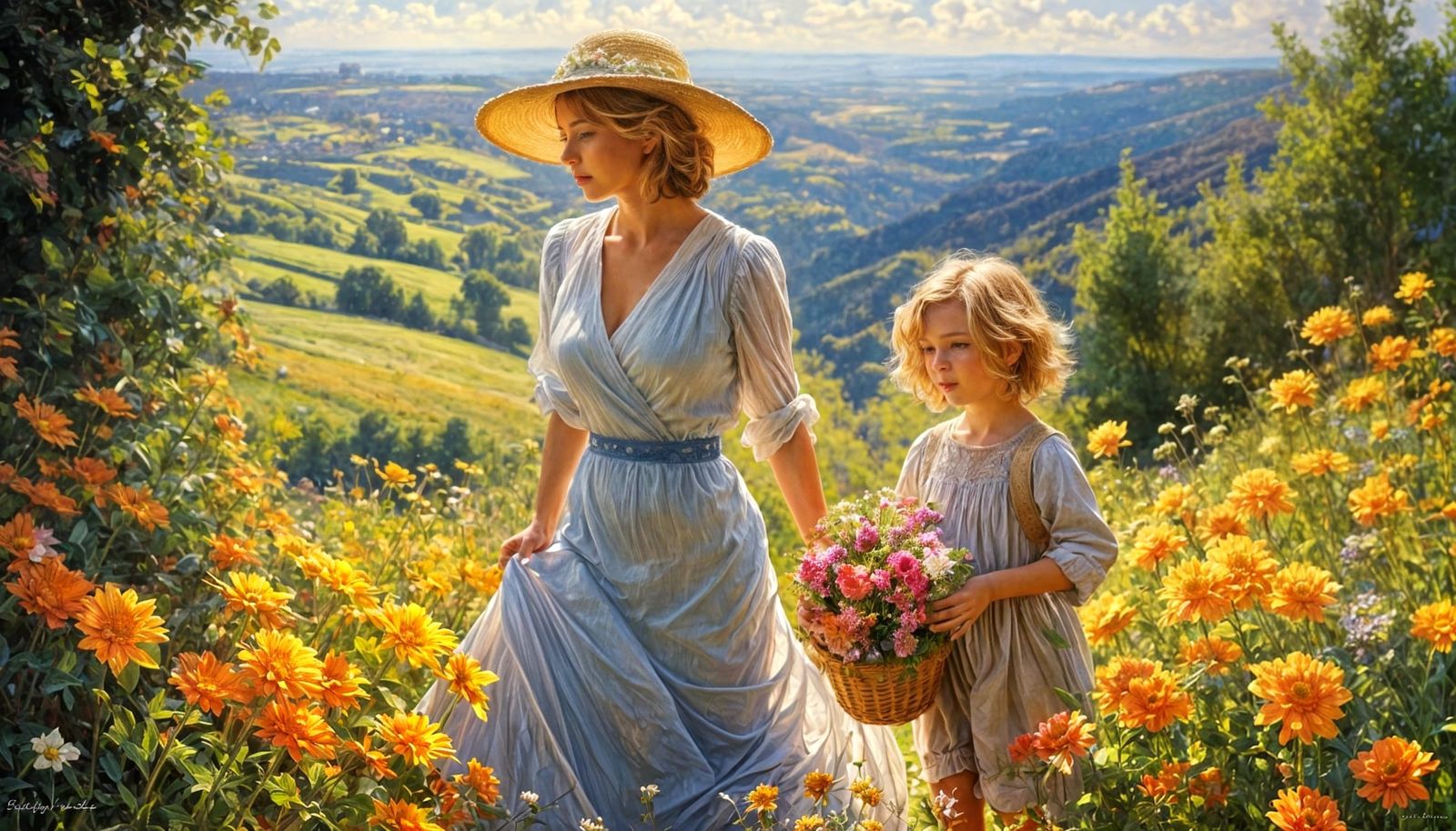 Impressionistic Mother and Son Portrait