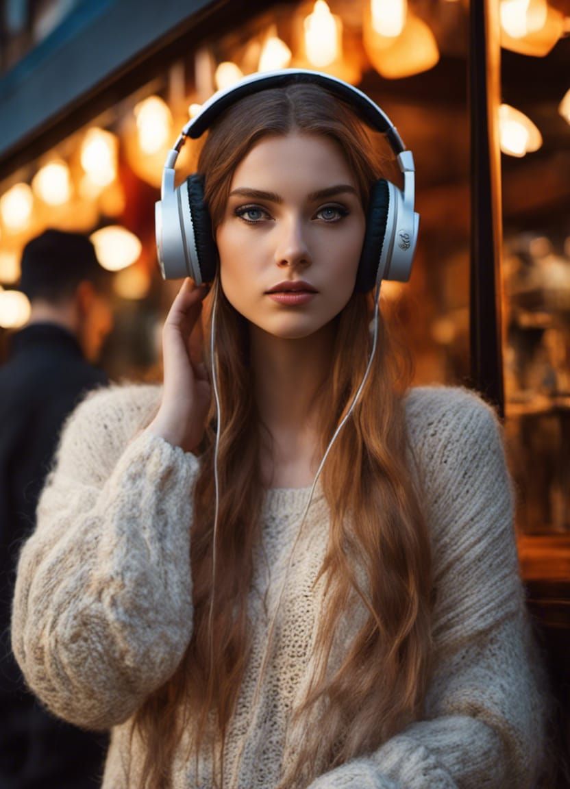 "AI Stock Photography" - Woman in Headphones 4