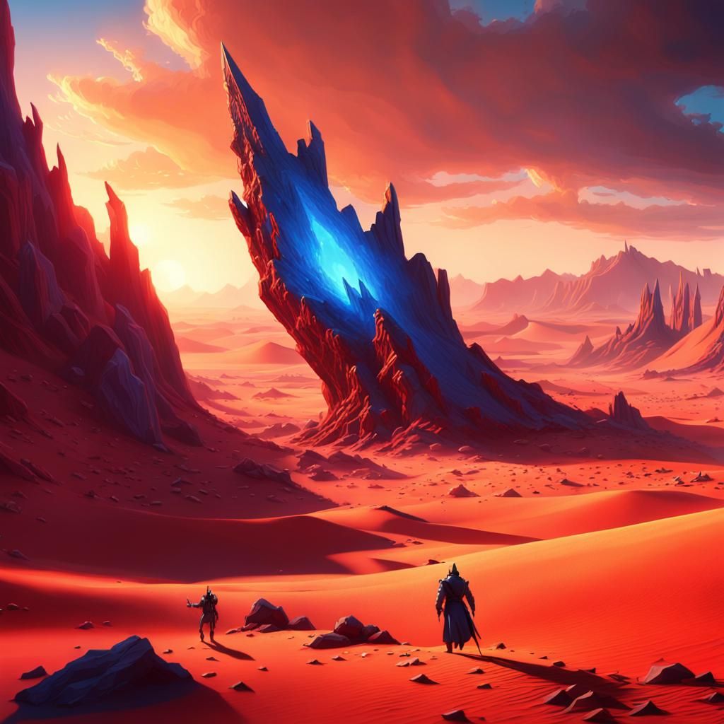 Spear Asteroid Impact in Surreal Desert Valley