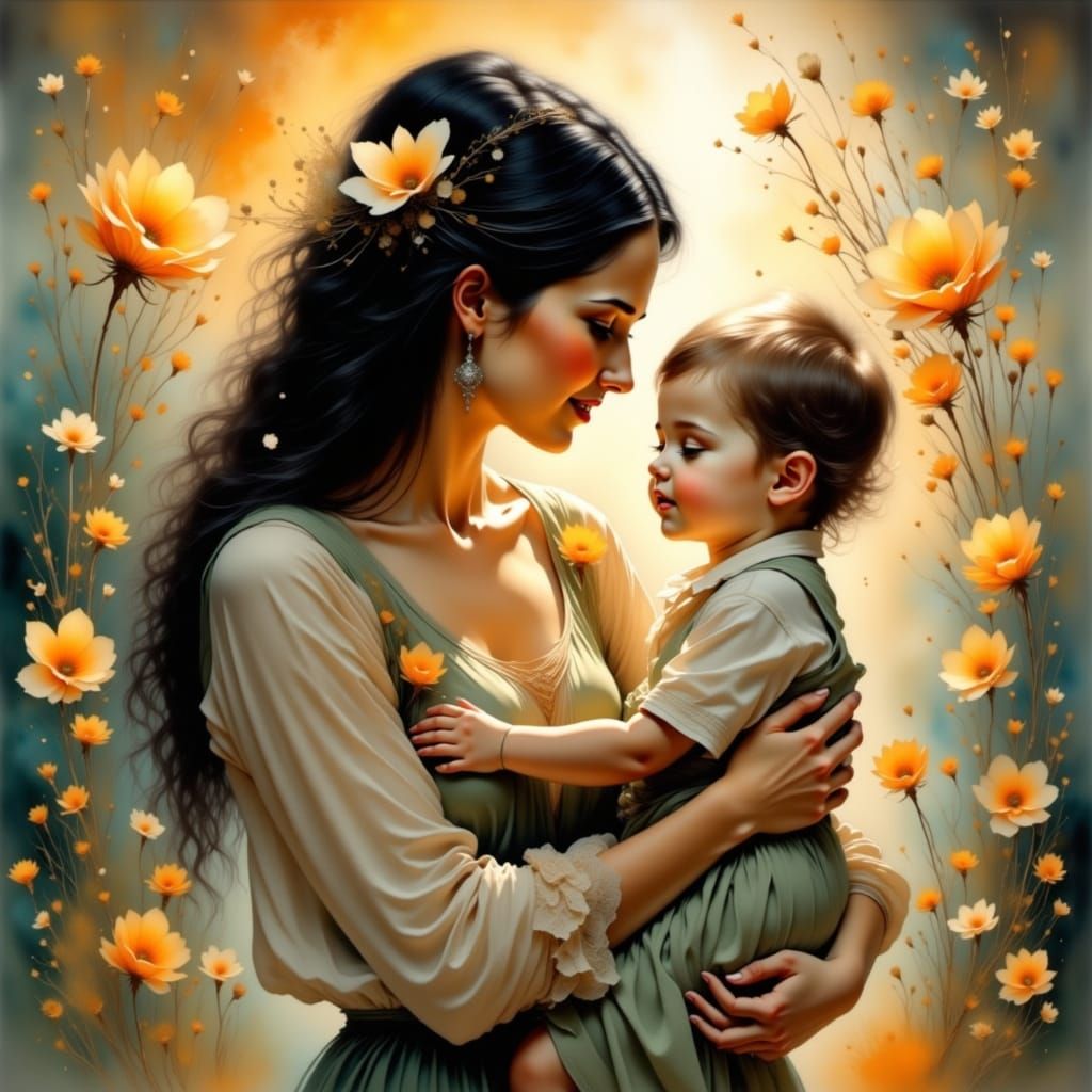 Motherly Love in a Dreamy Surrealist Scene