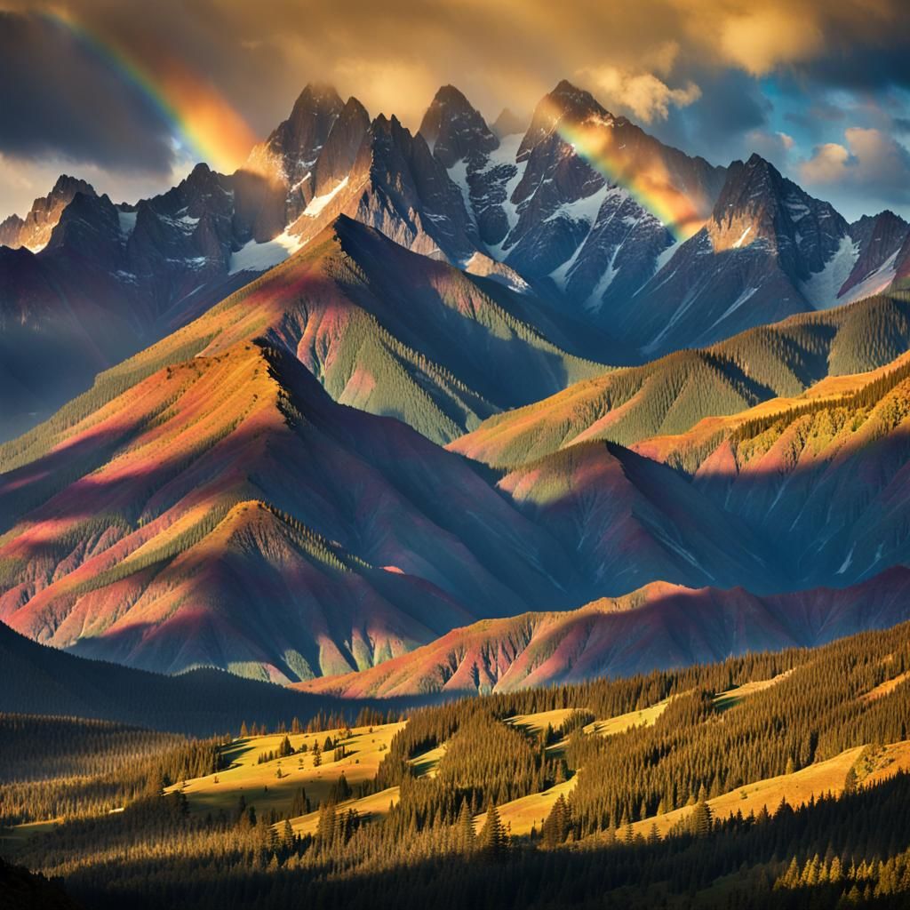 Majestic Mountains and Rainbow: Landscape Photography