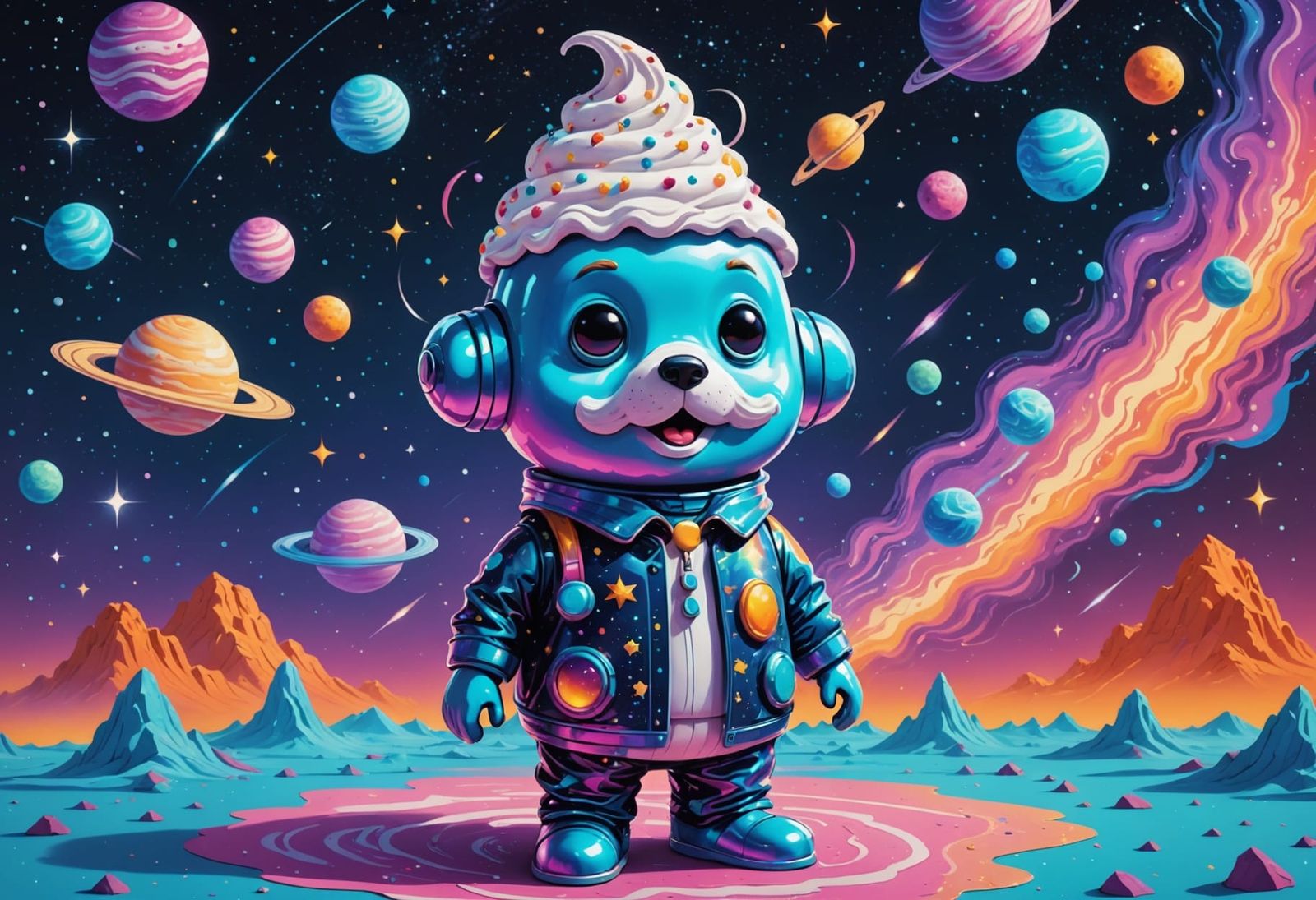 Cosmic Ice Cream Van in Astral Illustration