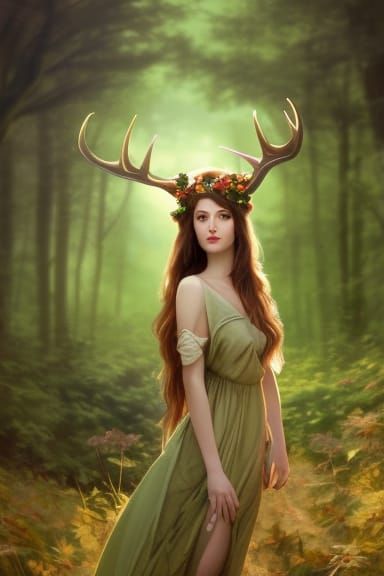 Horned Druid in the Forest