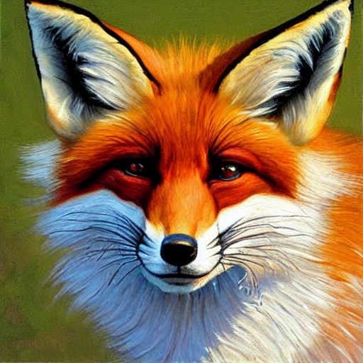 Grinning Fox in Oil Painting Style