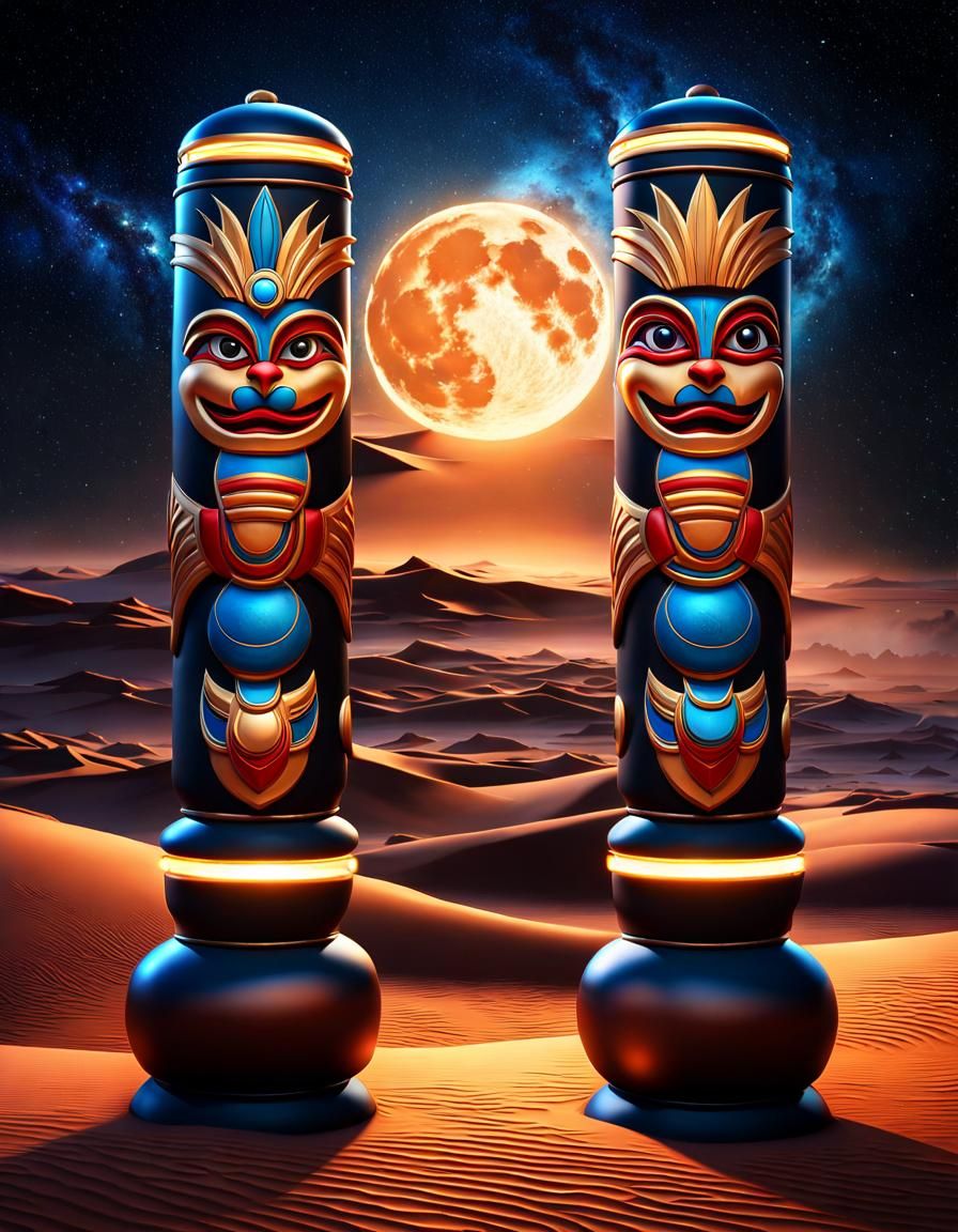 Twin Totem Poles in the Desert