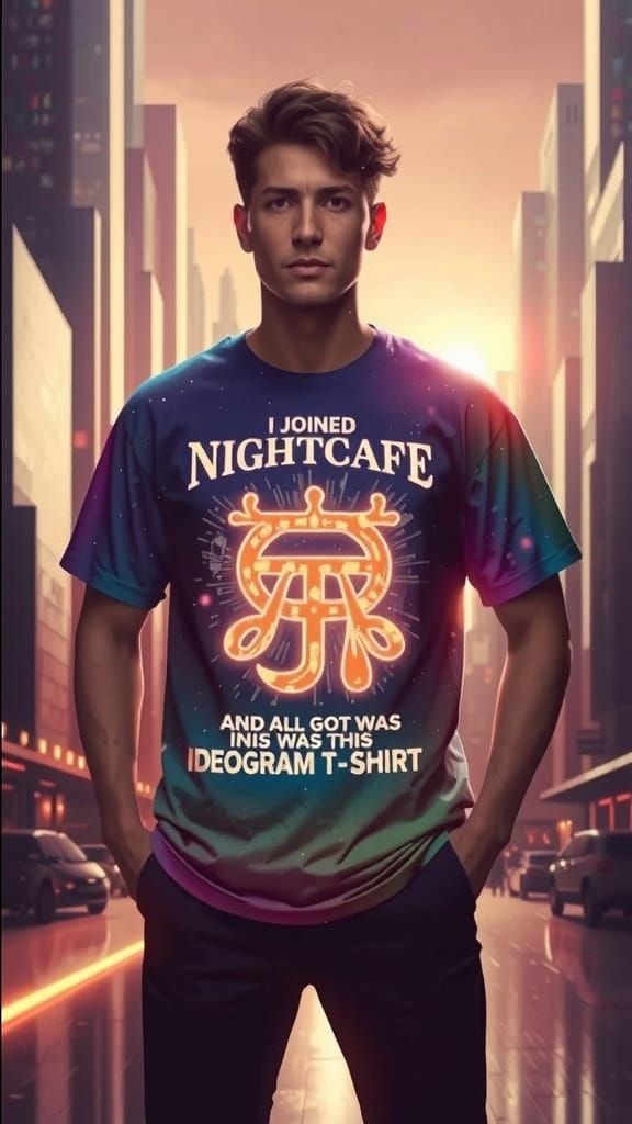 Night Cafe T-Shirt with Ideogram Typography
