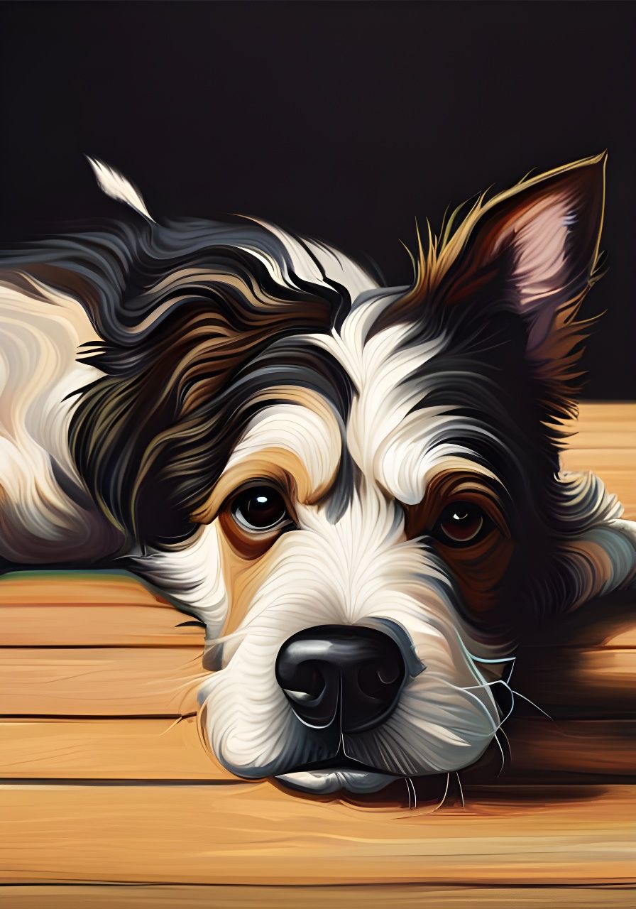 Yorkshire Terrier on Wooden Floor: Hyperrealistic Splash Art