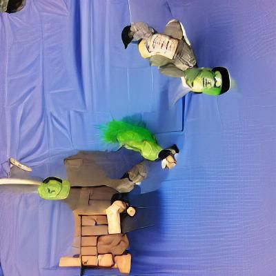 Comedic Horror Scene with Classic Monsters