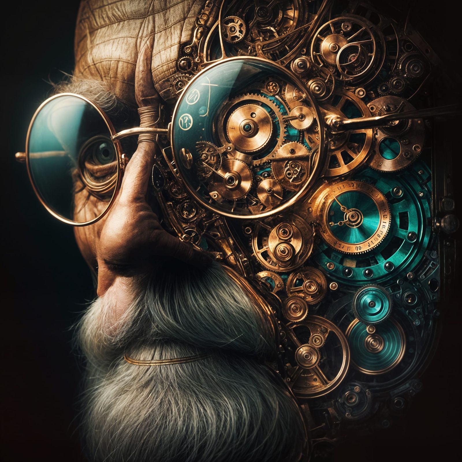 Timekeeper's Portrait in Vintage Cinematic Style